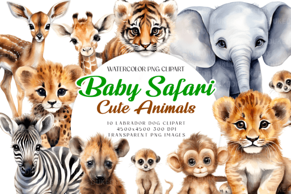 Download Watercolor Baby Safari Animals Clip Art - Anima Collection