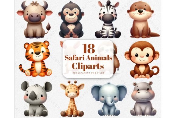Download Watercolor Cute Safari Animals Clipart - Anima Collection