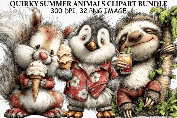 Download Quirky Summer Animals Clipart Bundle - Anima Collection