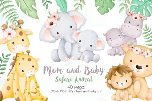 Download Mom and Baby Safari Animals - Anima Collection