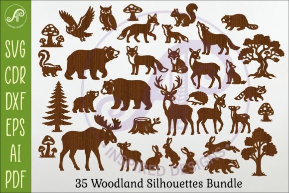Download Woodland Animals SVG Bundle X 35 Shapes - Anima Collection