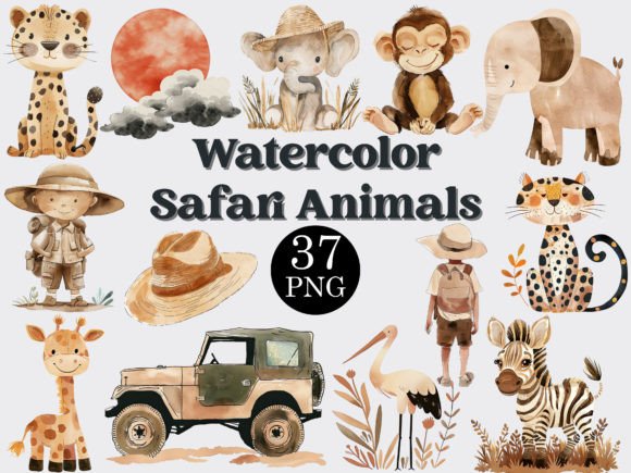 Download Watercolor Safari Animals Clipart Bundle - Anima Collection