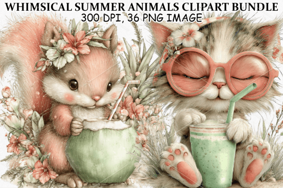 Download Whimsical Summer Animals Clipart Bundle - Anima Collection