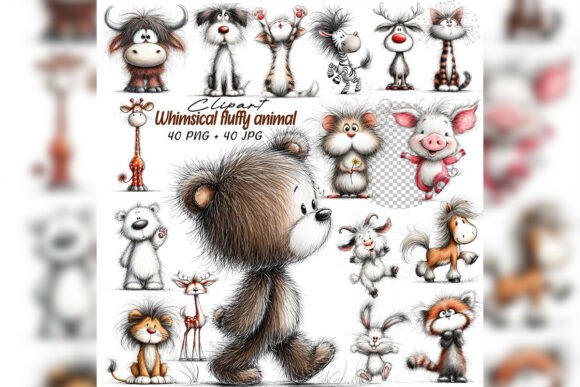 Download Whimsical Fluffy Animal Clipart Set - Anima Collection