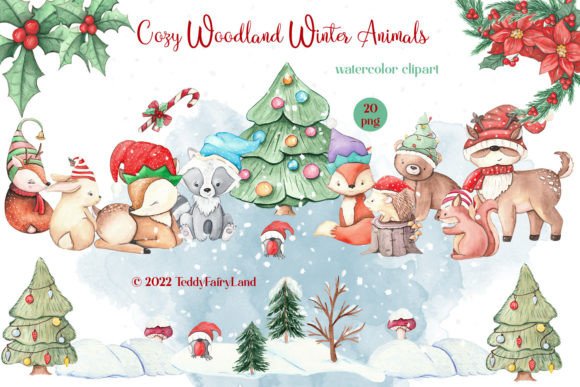 Download Cozy Woodland Winter Animals, Christmas - Anima Collection