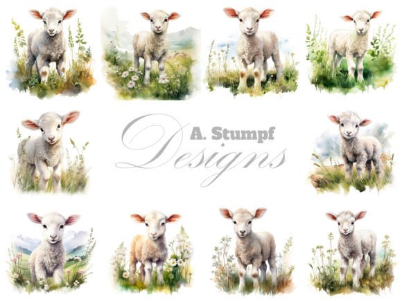 Download Lamb Watercolor Farm Animal Clipart Set - Anima Collection