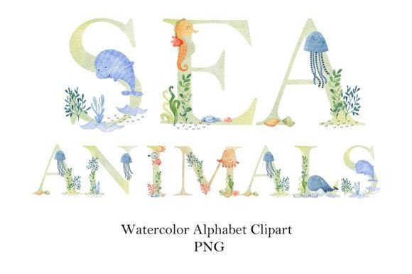 Download Watercolor Sea Animals Alphabet. - Anima Collection