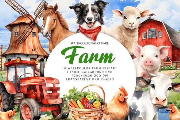 Download Watercolor Farm Animals Clip Art - Anima Collection