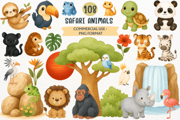 Download Watercolor Safari Animals PNG Clipart - Anima Collection