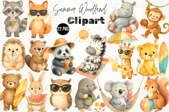 Download Summer Woodland Animals Clipart Bundle - Anima Collection
