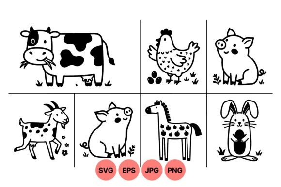Download Cute Farm Animal Clipart Set - Anima Collection