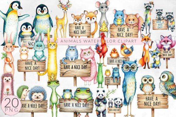 Download Have a Nice Day Watercolor Cute Animals - Anima Collection