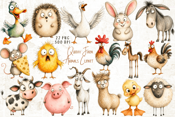 Download Quirky Farm Animals Clipart PNG - Anima Collection