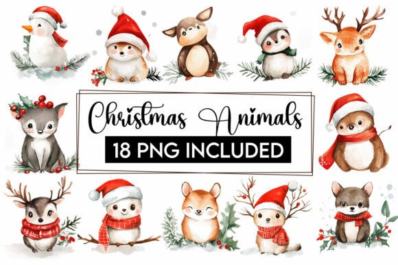 Download Christmas Baby Animals Clipart PNG Santa - Anima Collection