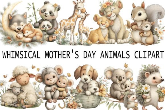 Download Whimsical Mother's Day Animals Clipart - Anima Collection