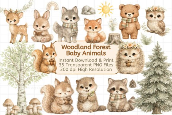 Download 35 Woodland Animals Clipart Bundle - Anima Collection