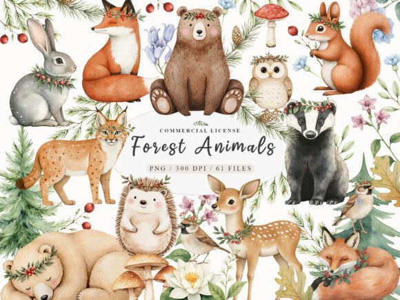 Download Boho Woodland Baby Floral Animals Png - Anima Collection