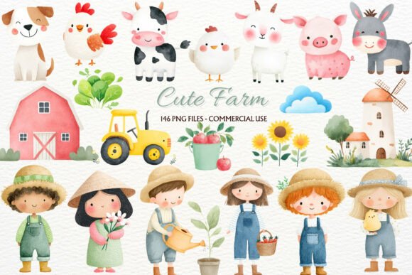 Download Rustic Farm Animals Nursery Clipart PNG - Anima Collection