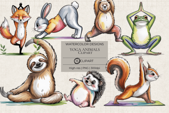 Download Yoga Animals Watercolor Set - Anima Collection