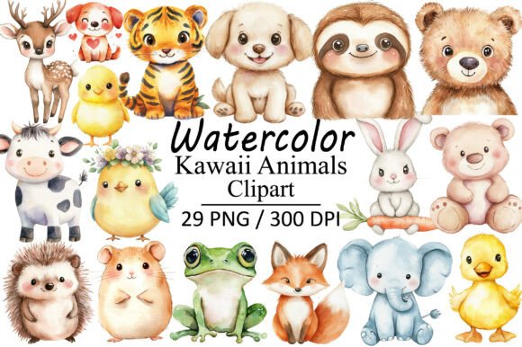 Download Watercolor Kawaii Animals - Anima Collection