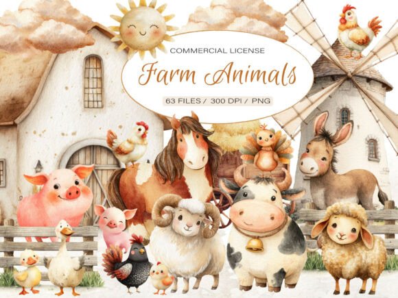 Download Watercolor Baby Farm Animals Clipart - Anima Collection