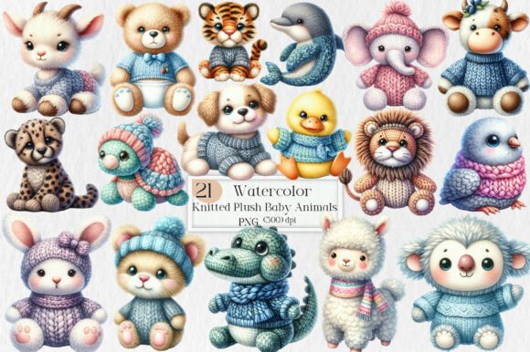 Download Knitted Plush Baby Animals Clipart PNG - Anima Collection