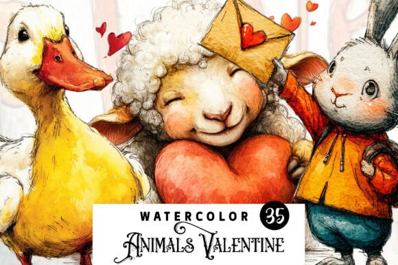 Download Whimsical Animals Valentine Day Clipart - Anima Collection