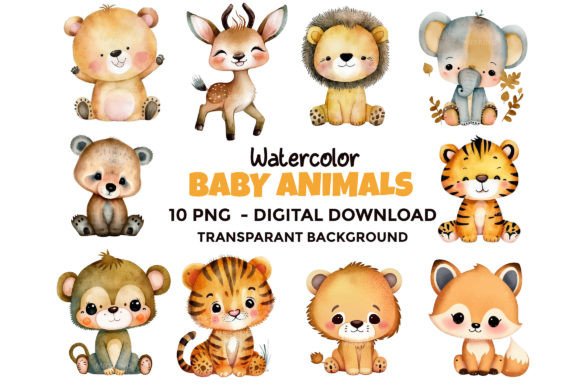 Download Baby Safari Animals Sublimation PNG - Anima Collection