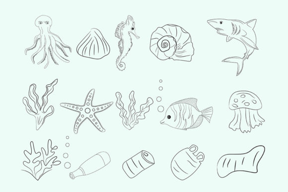 Download Sea Animal Doodles, Underwater Vectors - Anima Collection