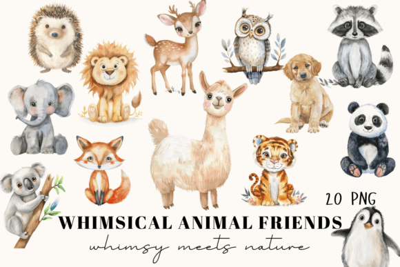 Download 20 Whimsical Animal Clipart Set - Anima Collection