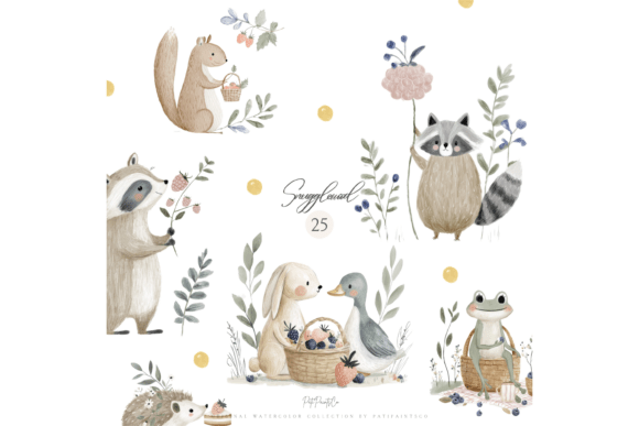 Download Watercolor Woodland Animals Clipart Set - Anima Collection