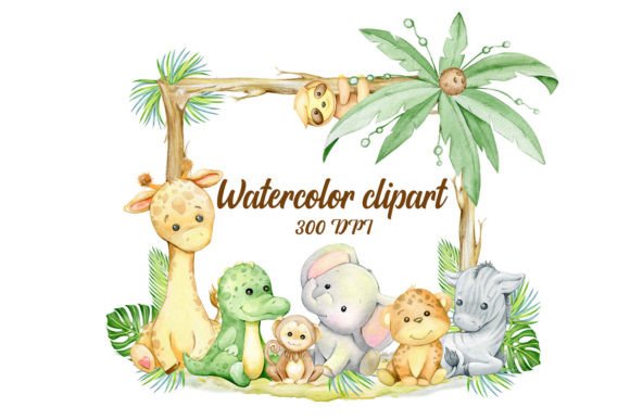Download Baby Safari Animals PNG, Frame. Watercol - Anima Collection