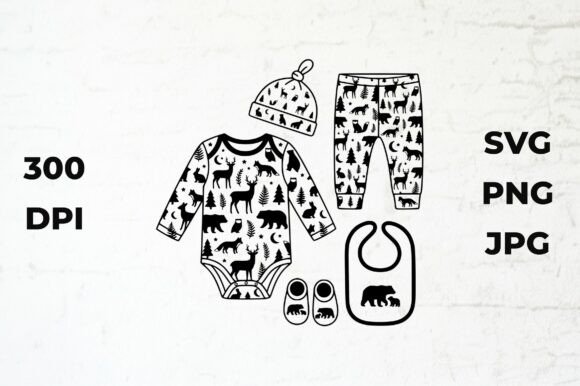 Download Cute Baby Outfit with Animal Silhouettes - Anima Collection