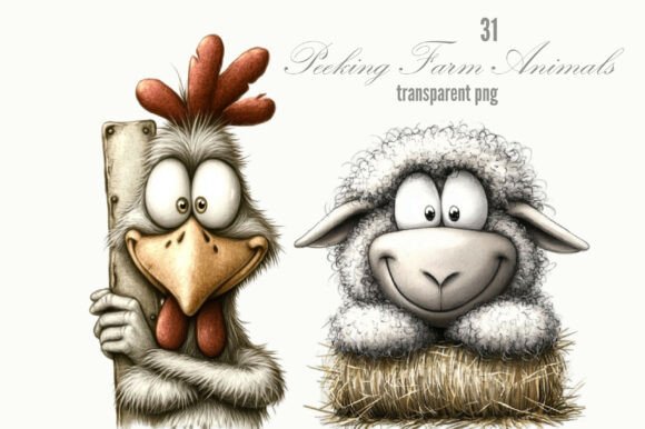 Download Whismical Peeking Farm Animals PNG - Anima Collection