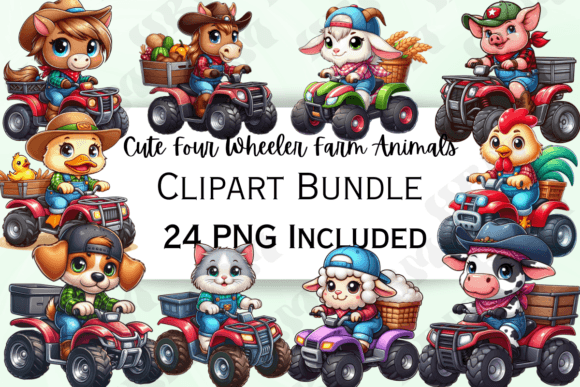 Download Farm Animals on Four Wheelers Clipart - Anima Collection