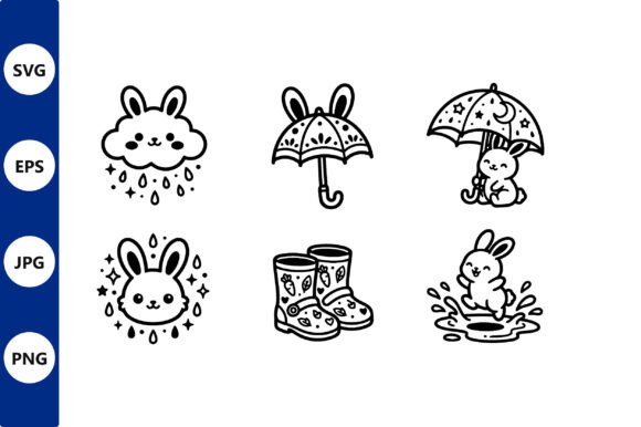 Download Cute Bunny Umbrella Raindrops Vector - Cute bunny Collection