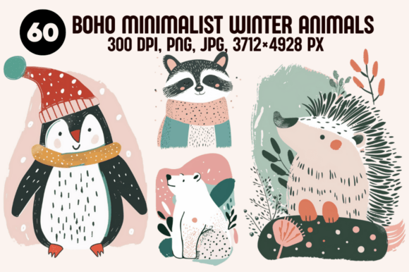 Download Boho Minimalist Winter Animals - Premium Resources