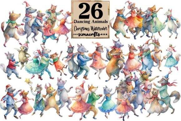 Download Dancing Animals Christmas Watercolor - Anima Collection