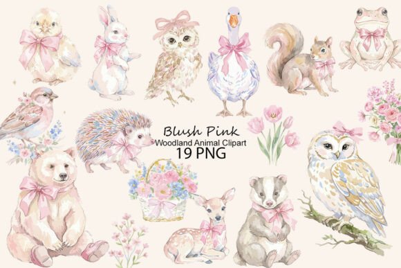 Download Blush Pink Woodland Animal Clipart - Anima Collection