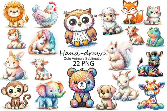 Download Hand-drawn Cute Animals Sublimation - Anima Collection