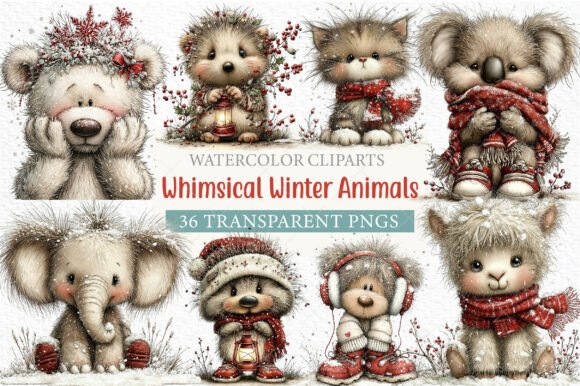 Download Whimsical Winter Animals Clipart Png - Anima Collection
