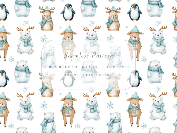 Download Winter Baby Animals Seamless Pattern - Anima Collection