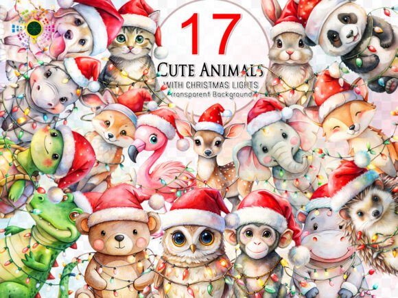 Download Cute Animals with Christmas Lights PNG - Anima Collection
