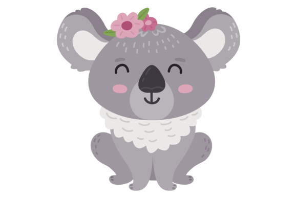 Download Cute Koala with Flowers. Baby Girl Anima - Anima Collection