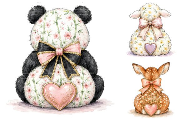 Download Watercolor Animal Floral Bow PNG Clipart - Anima Collection