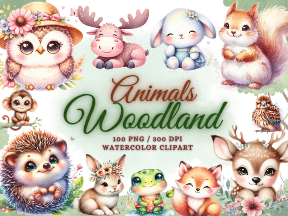 Download Watercolor Cute Woodland Animals Clipart - Anima Collection