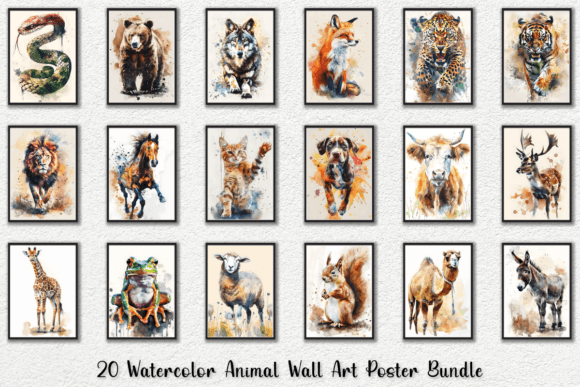 Download Watercolor Animal Wall Art Poster Bundle - Anima Collection