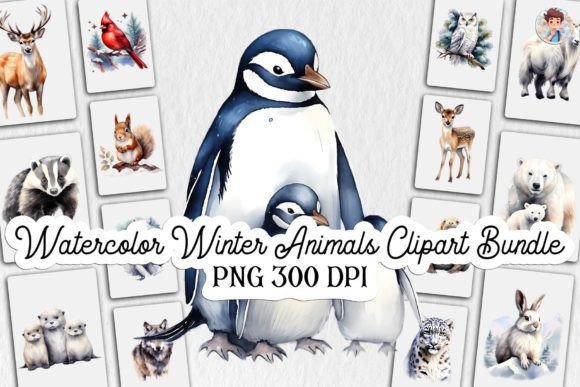 Download Watercolor Winter Animals Clipart Bundle - Anima Collection