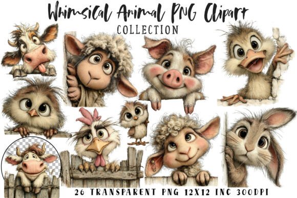 Download Quirky Peeking Farm Animals Clipart PNG - Anima Collection