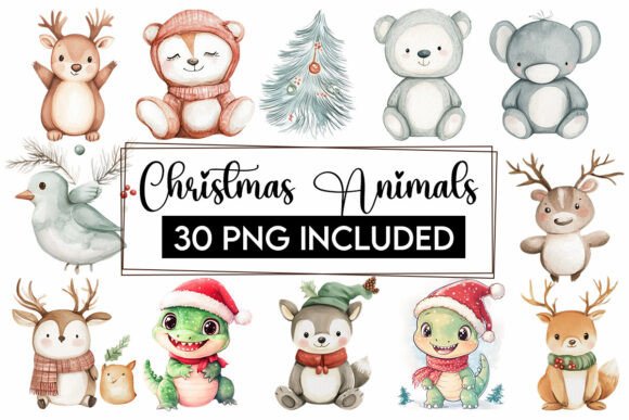 Download Christmas Baby Animals Clipart PNG Santa - Anima Collection